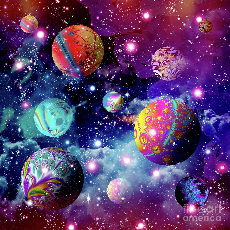 Planet Digital Art - Cosmic Eye Candy by Rachel Hannah