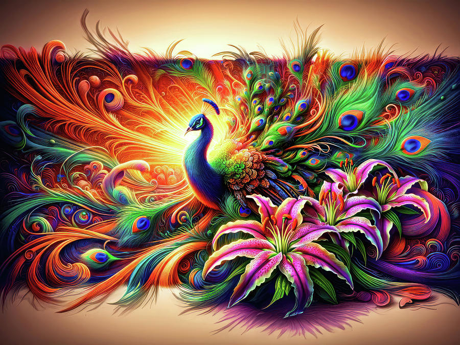 Cosmic Feather Fusion Digital Art