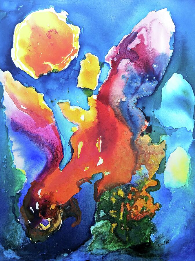 Cosmic Fire Abstract  Painting by Carlin Blahnik CarlinArtWatercolor