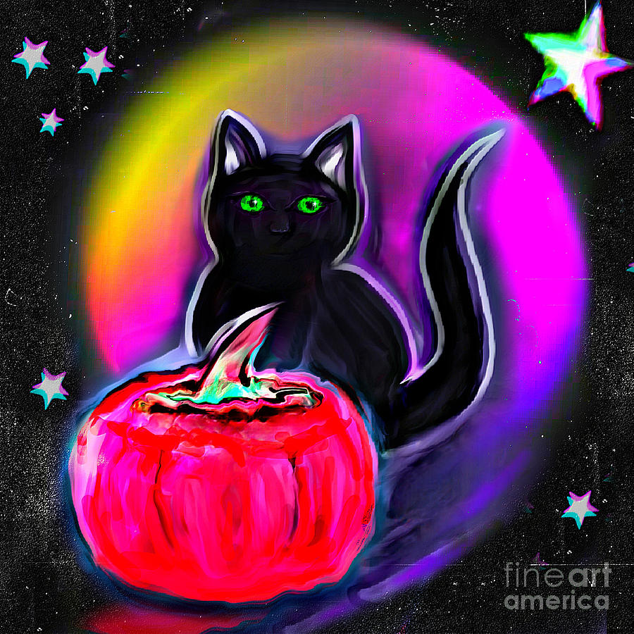 Cosmic Halloween Moon Digital Art by BelleAme Sommers