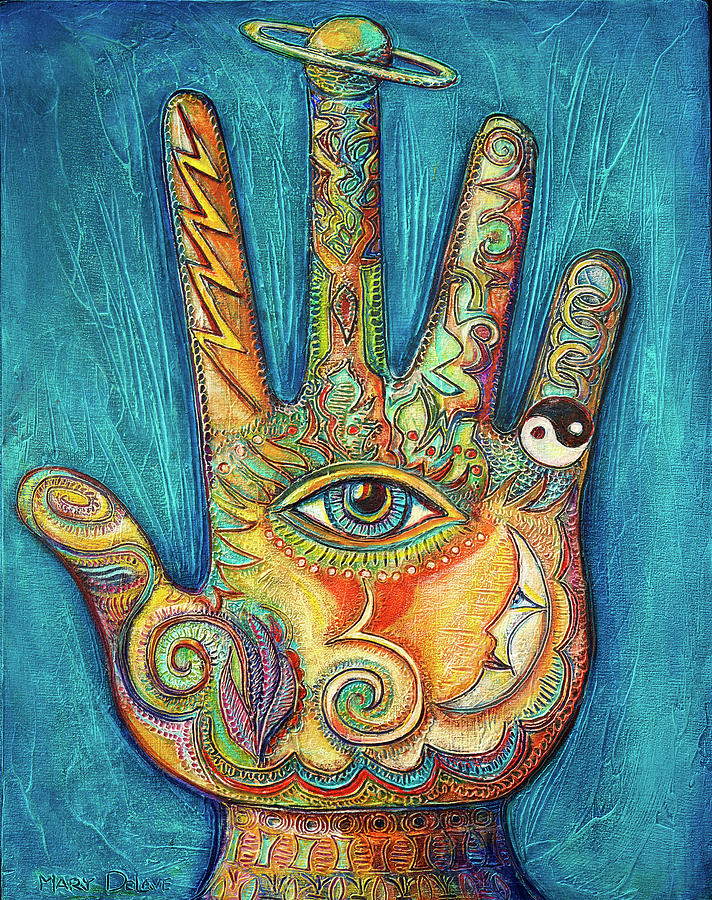 Cosmic Hand Painting by Mary DeLave