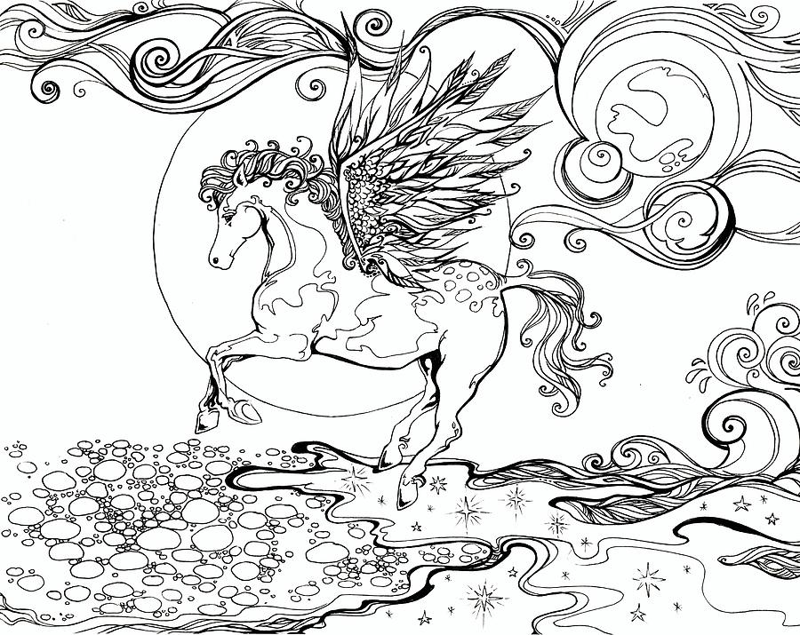 Cosmic Horse Drawing by Katherine Nutt