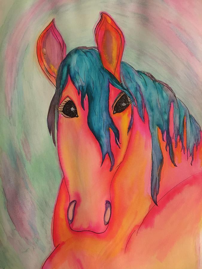 Cosmic Horse Painting by Sandy Rakowitz