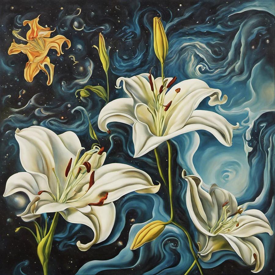 Cosmic Lilies Digital Art by Michael Perzel - Fine Art America