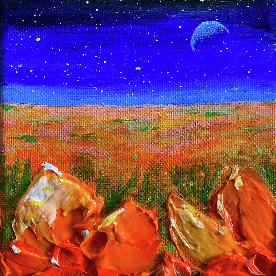 Cosmic Poppy Field Painting by Ashley Wright
