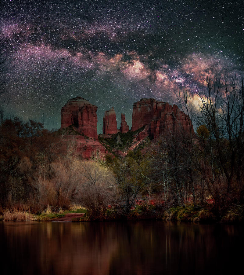Cosmic Night Hike at Cathedral Photograph by Heber Lopez