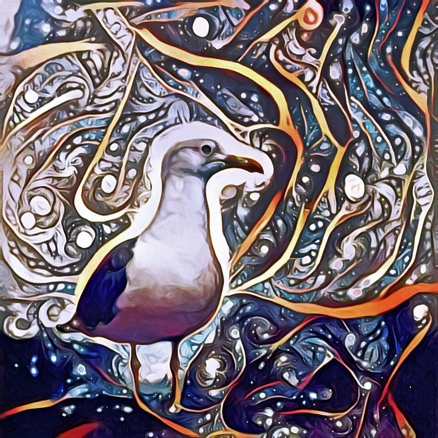 Cosmic Seagull Pastel by Susan Maxwell Schmidt