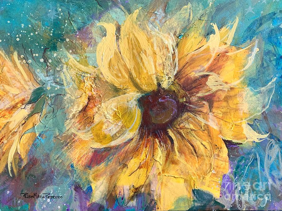Cosmic Sunflower Painting by Robin Pedrero