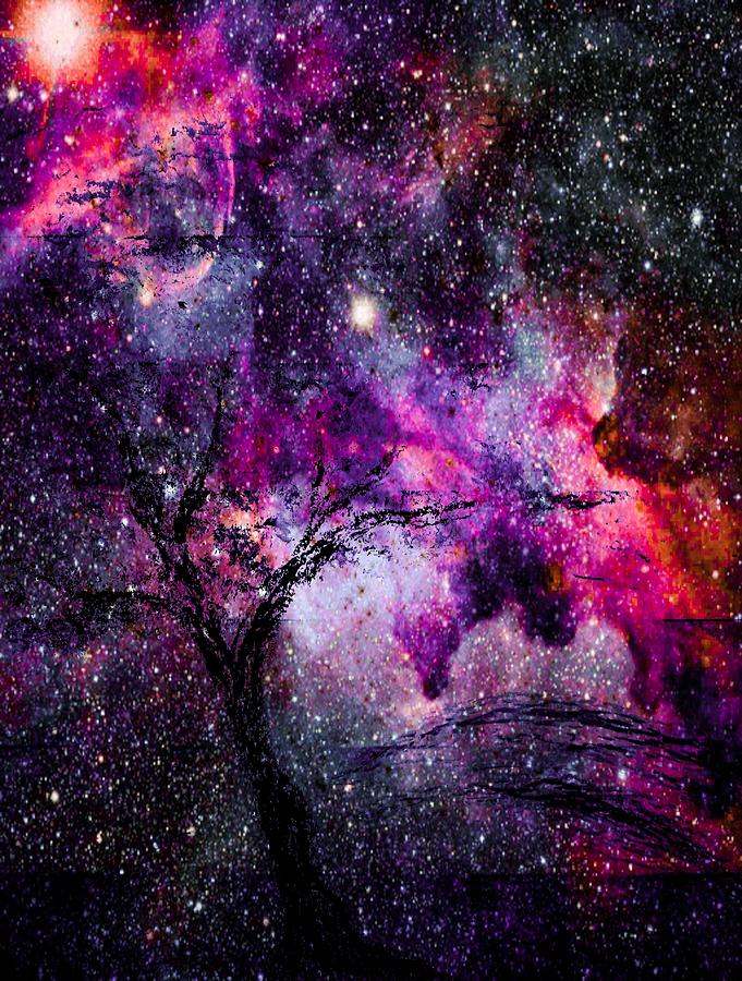 Cosmic tree 3 Painting by Abstract Angel Artist Stephen K
