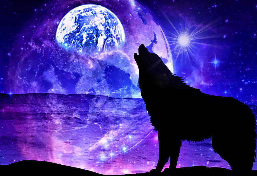 Cosmic Wolf Poster girl Painting by Anderson Watson - Pixels