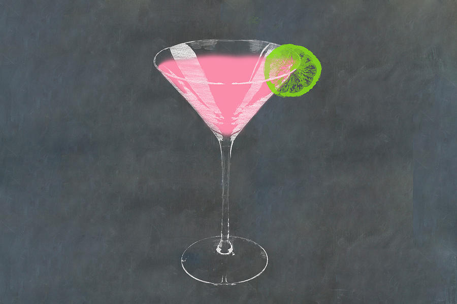 Cosmopolitan Cocktail sketch on blackboard Photograph by Karen Foley