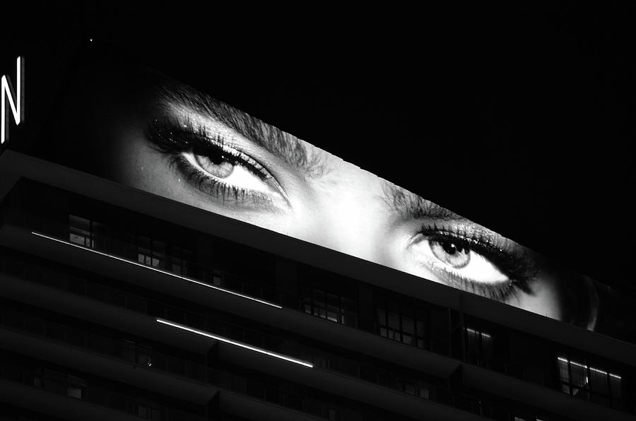 Cosmopolitan Eyes On the Las Vegas Strip Black and White Photograph by Shawn OBrien