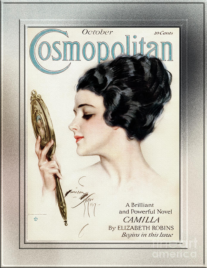 Cosmopolitan Front Cover October 1917 by Harrison Fisher Classical Art Reproduction Drawing by Rolando Burbon
