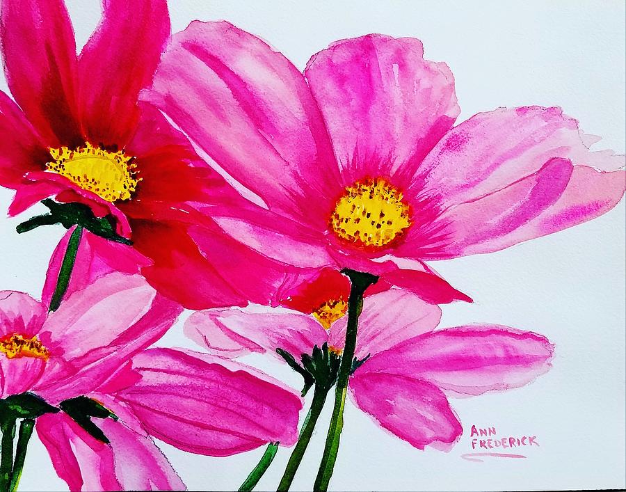 Cosmos Anyone? Painting by Ann Frederick
