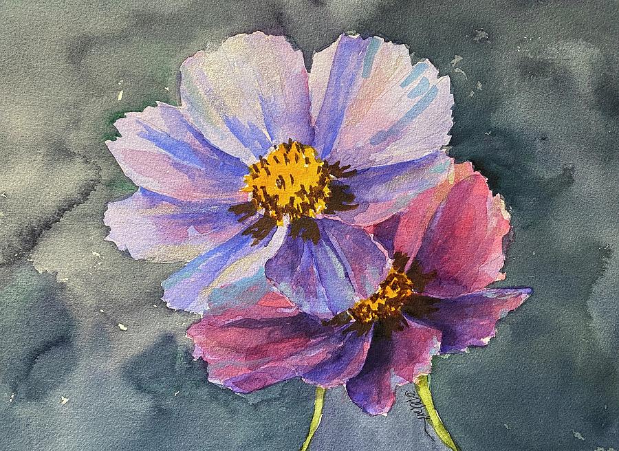 Flowers Still Life Painting - Cosmos by Donna Pierce-Clark