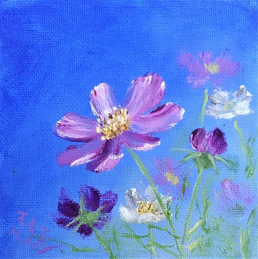 Cosmos Flowers 6 Painting by Helian Cornwell