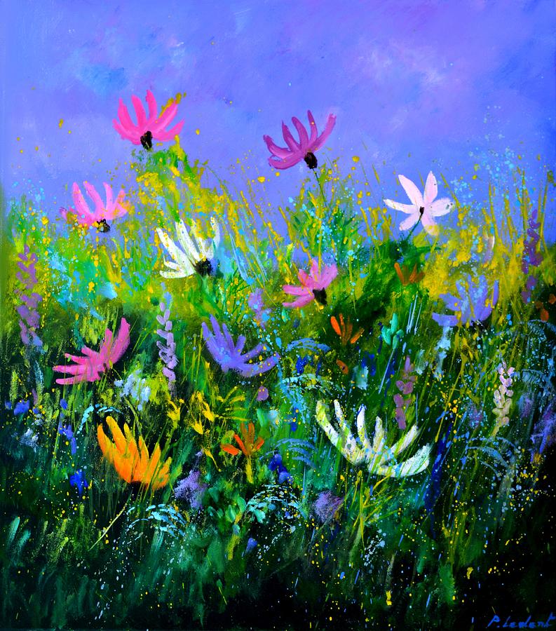 Cosmos flowers in my garden Painting by Pol Ledent