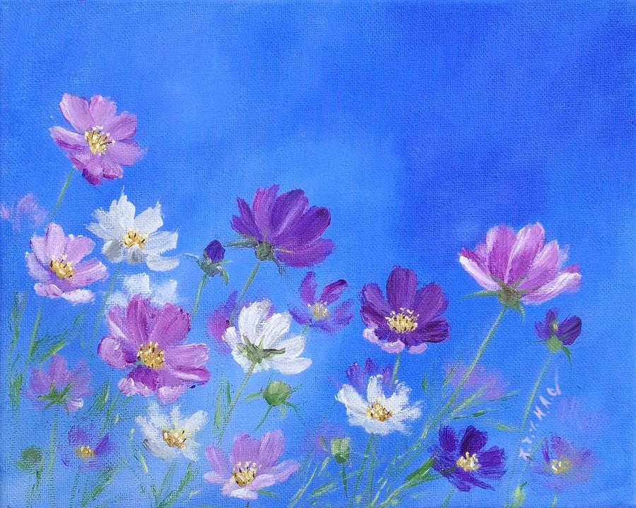 Cosmos Flowers That Fooled a Bee Painting by Helian Cornwell