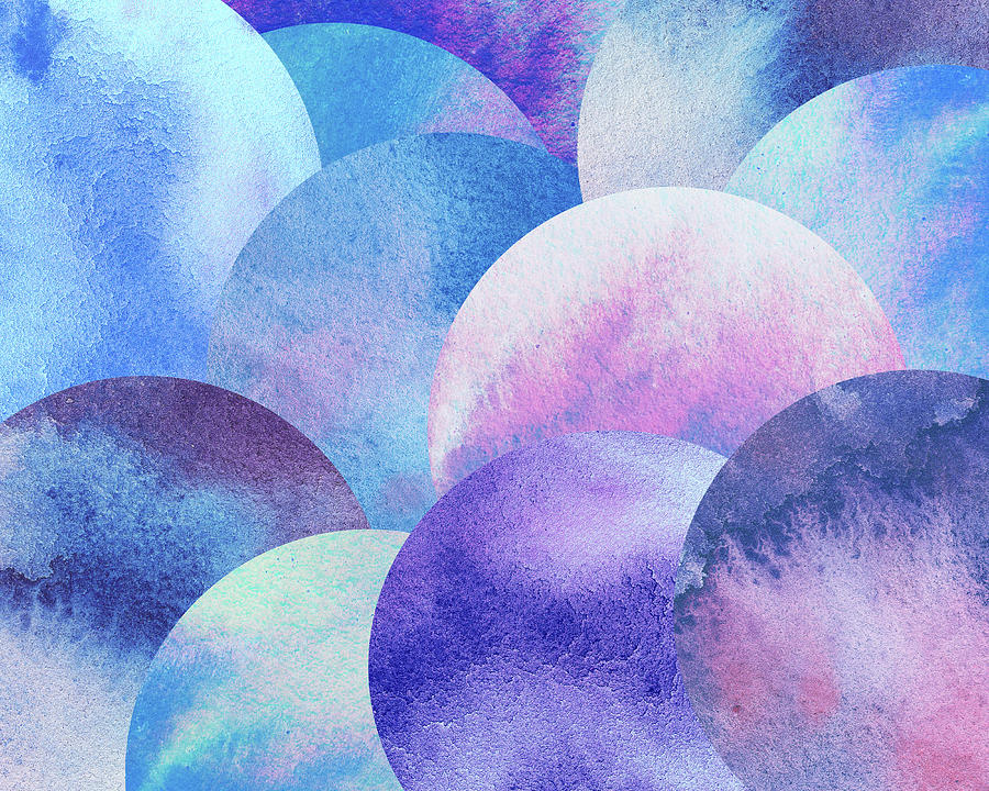 Cosmos Round Spheres Watercolor Planet Parade I  Painting by Irina Sztukowski