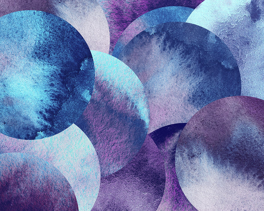 Cosmos Round Spheres Watercolor Planet Parade II Painting by Irina Sztukowski