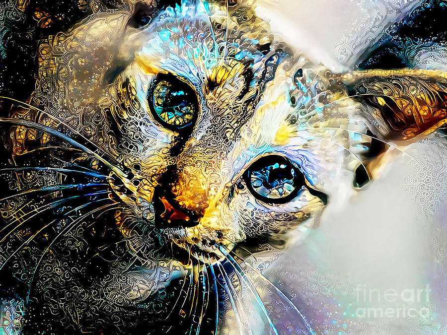 Cosmos The Galactic Cat in Contemporary Vibrant Colors 20201001 v3 Photograph by Wingsdomain Art and Photography