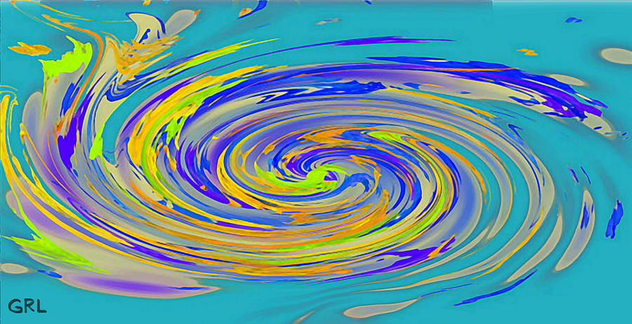 Cosmos4 Iwarp Swirl Bright Blue Digital Abstract Original Fine Art Work Digital Art by G Linsenmayer
