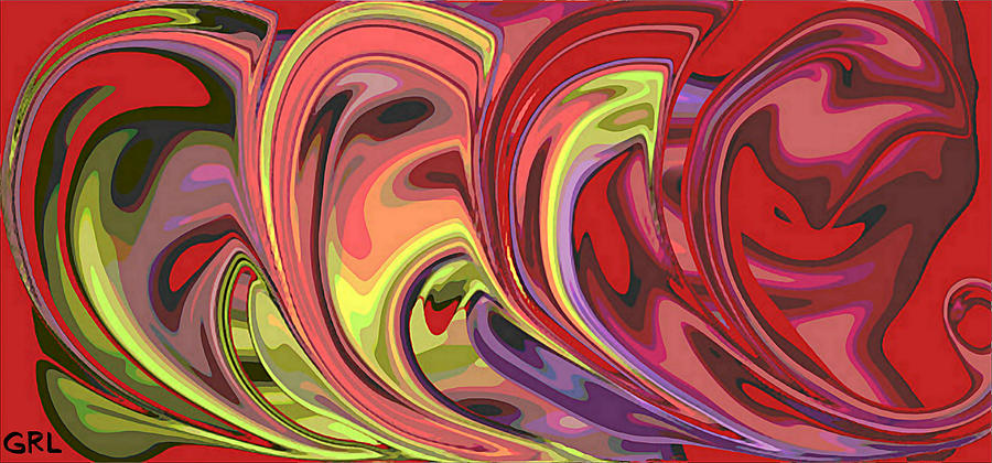 Cosmos4 Iwarp Swirl Red Digital Abstract Original Fine Art Work Digital Art by G Linsenmayer