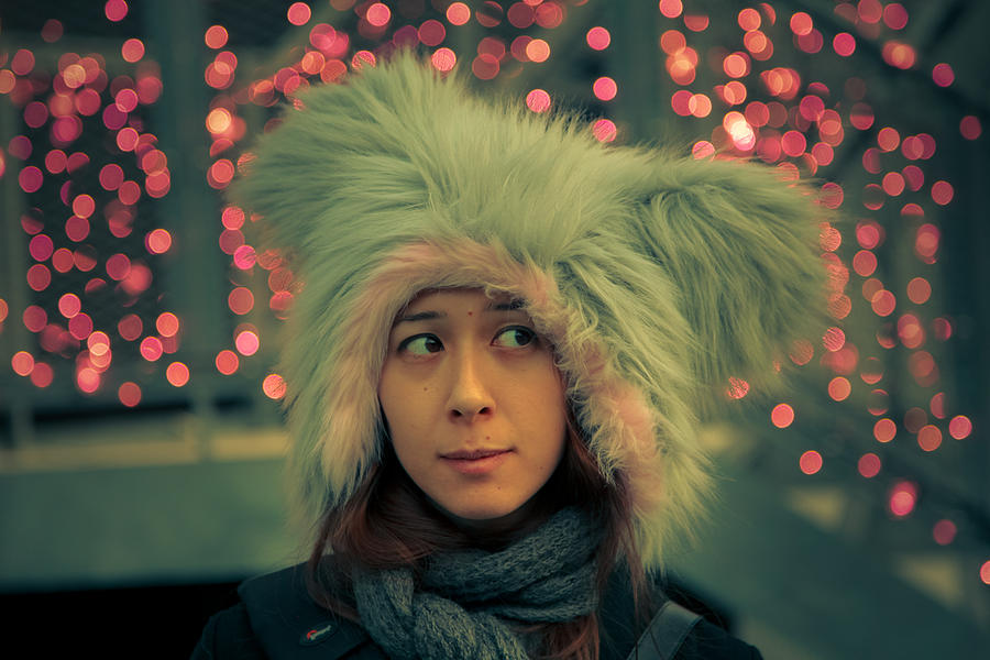 Cosplay girl wears furry hat with pink lights Photograph by Photo by Tanner Almon