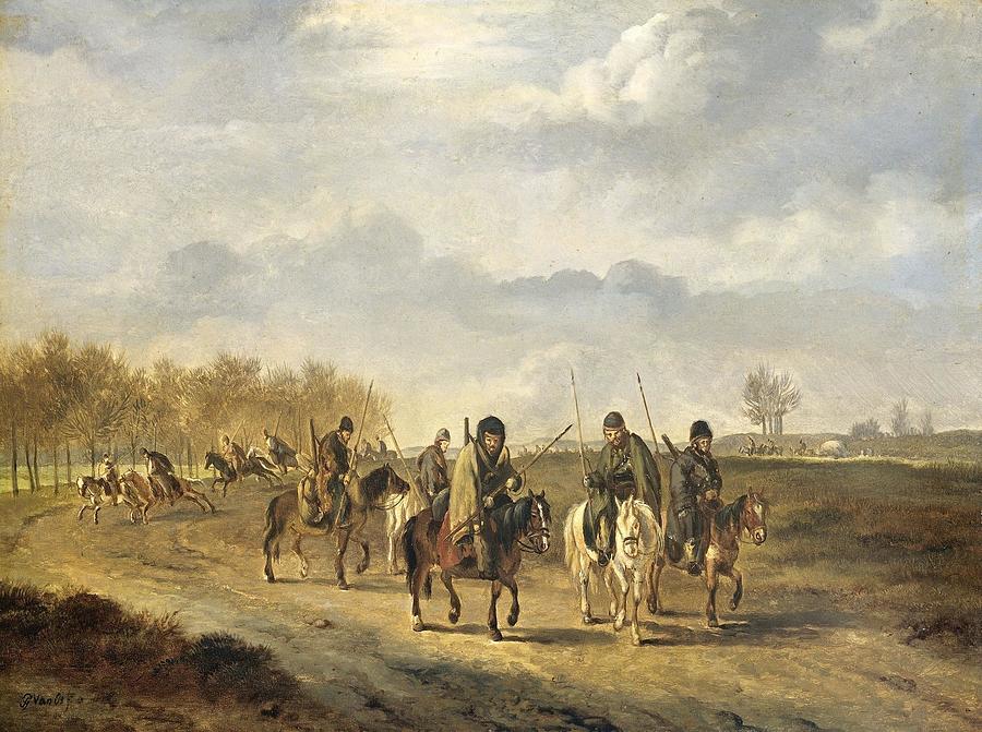 Inspirational Drawing - Cossacks on a country Road near Bergen in North Holland     by Pieter Gerardus van Os Dutch