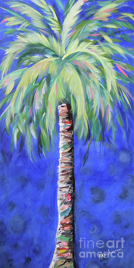 Costa Blue Palm Tree II Painting by Kristen Abrahamson