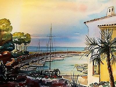 Costa Brava, Spain. Painting by Val Byrne