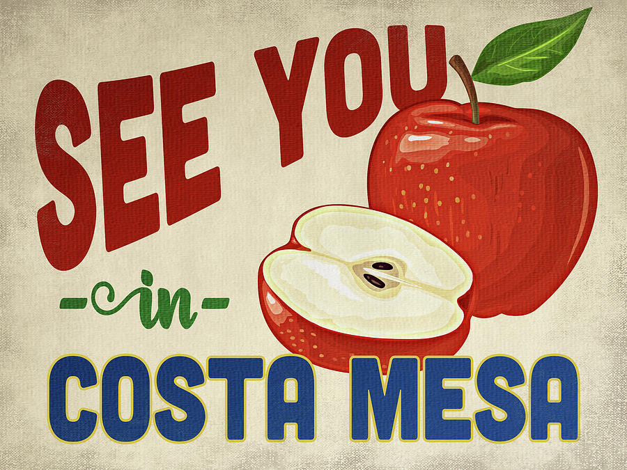 Costa Mesa Digital Art - Costa Mesa California Apple - Vintage by Flo Karp