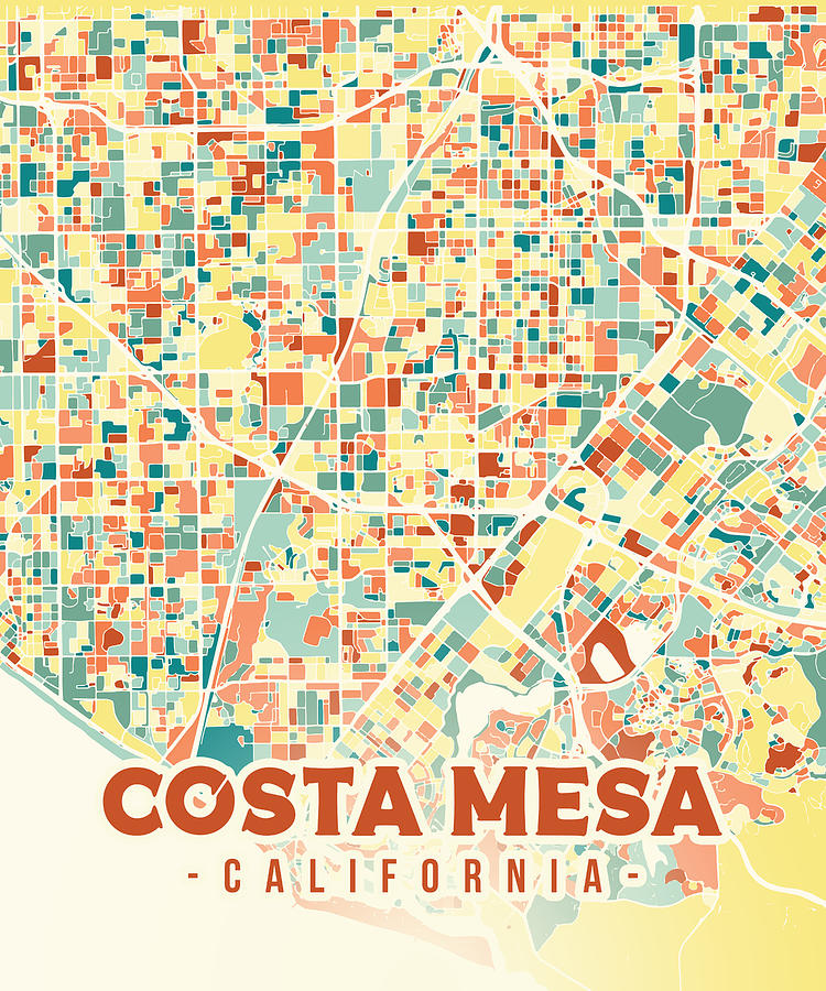 Costa Mesa US map Digital Art by Alexandru Chirila - Fine Art America