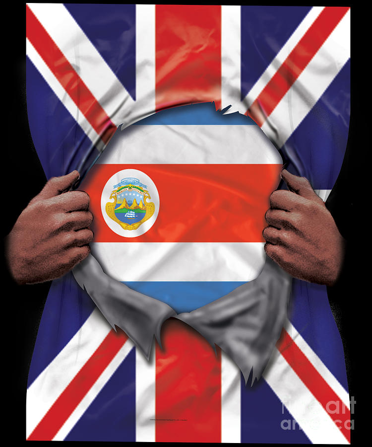 Costa Rica Flag Great Britain Flag Ripped Digital Art By Jose O