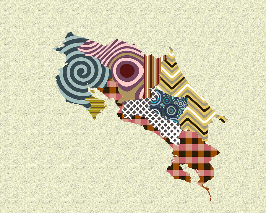 Country Map Digital Art - Costa Rica by Lanre Studio