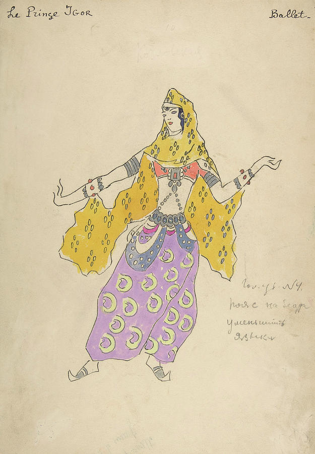 Costume design for Polovtsian girl in Prince Igor. Painting by Konstantin Korovin