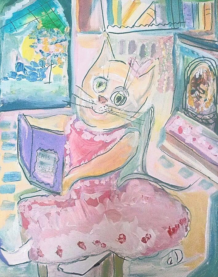 Cat Painting - Cosy by Judith Desrosiers