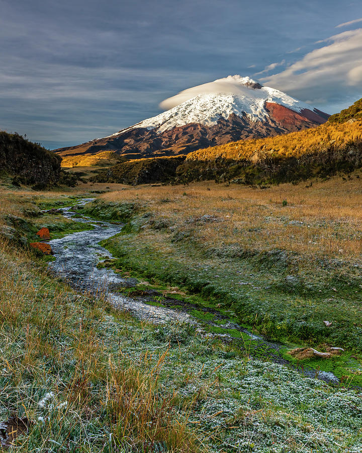 Cotopaxi mountain illuminated with the light of the rising sun Photograph by Henri Leduc
