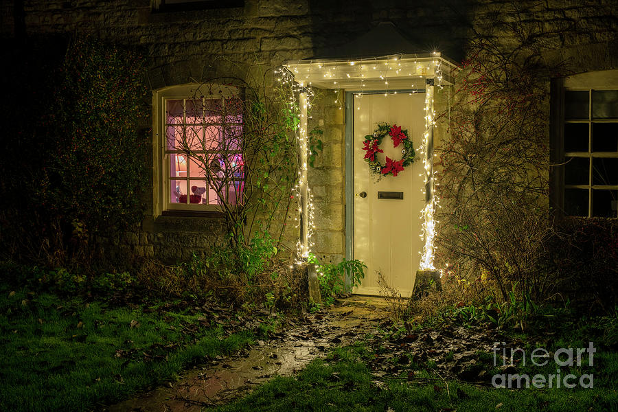 Cotswold Christmas Cottage Door Photograph by Tim Gainey