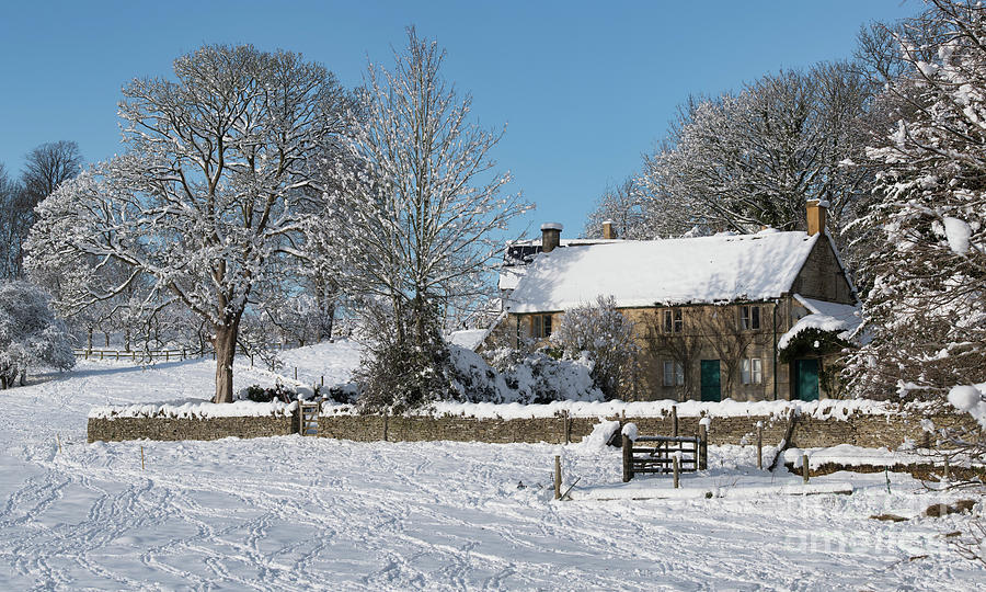 Cotswold Cottage in the December Snow Photograph by Tim Gainey