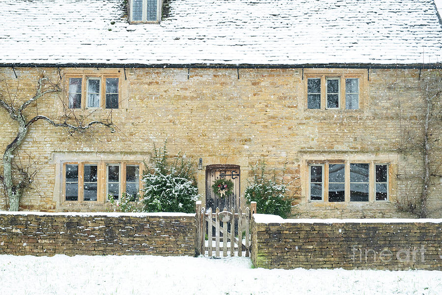 Cotswold Cottage in the Winter Snow Photograph by Tim Gainey
