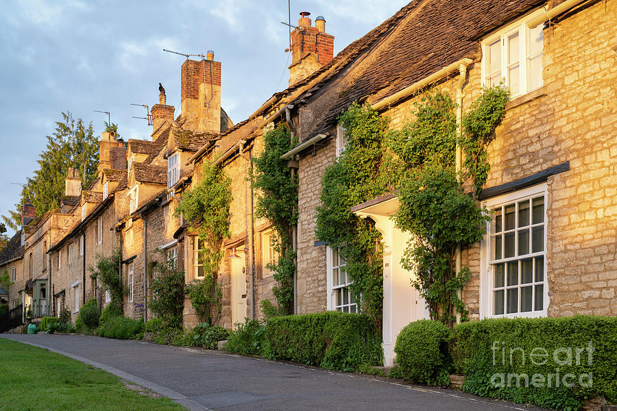 Cotswold Cottages on Burford Hill in the Spring at Sunrise Photograph by Tim Gainey
