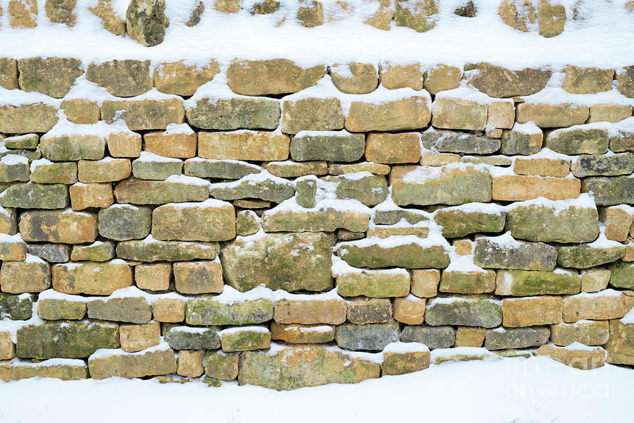 Cotswold Dry Stone Wall in the Snow Pattern Photograph by Tim Gainey