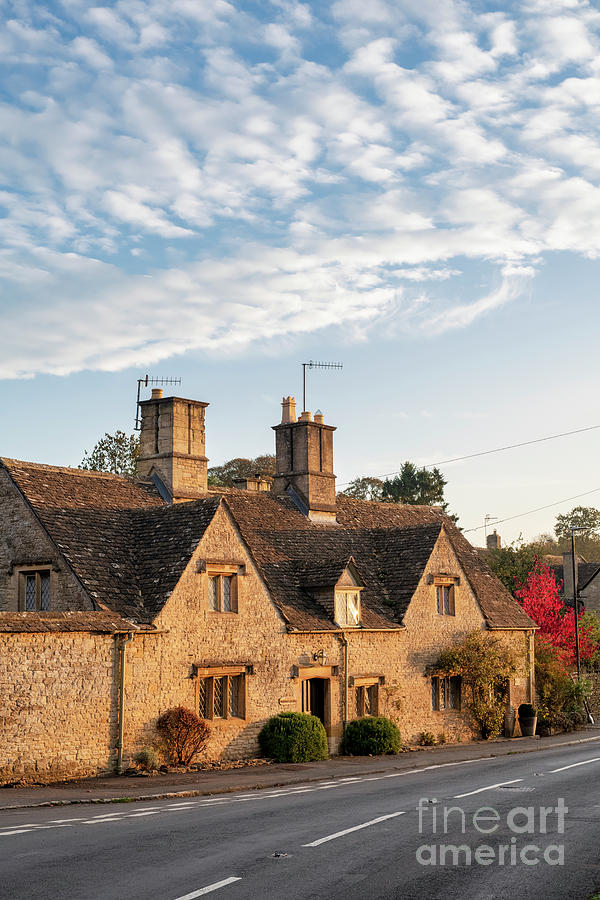 Cotswold Stone Cottage in Autumn Sunlight Photograph by Tim Gainey