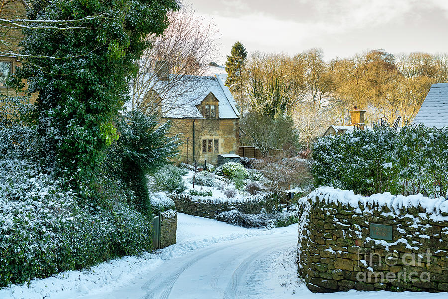 Cotswold Stone Cottage in the January Snow  Photograph by Tim Gainey