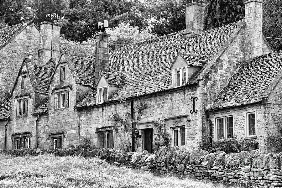 Cotswold Stone Cottages in Snowshill Monochrome Photograph by Tim Gainey