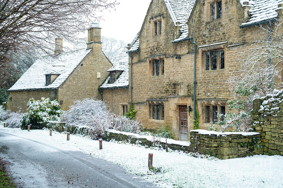 Cotswold Stone House in Taynton in the December Snow Photograph by Tim Gainey