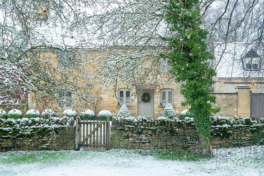 Cotswold Stone House in Taynton in the Snow Photograph by Tim Gainey