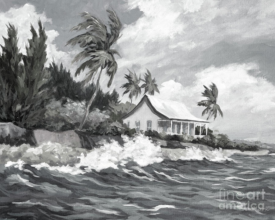 Cottage At Prospect Reef Grayscale Painting