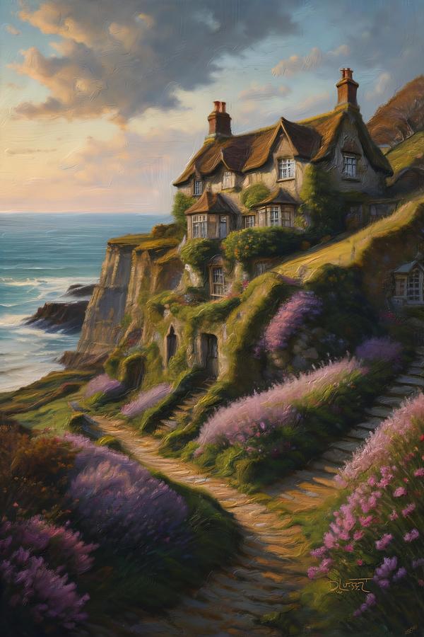 Cottage By The Sea Digital Art by David Luebbert